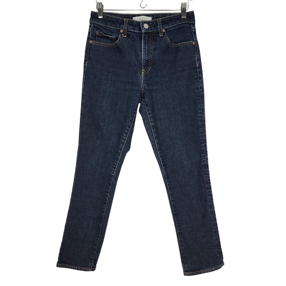 TRAVE Irina Slim Straight Jeans Womens 27 Dark Free Bird Wash Ankle Length Denim